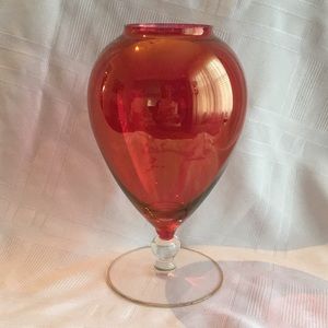 vtg Raspberry Red Glass Vase